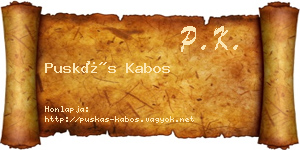 Puskás Kabos névjegykártya